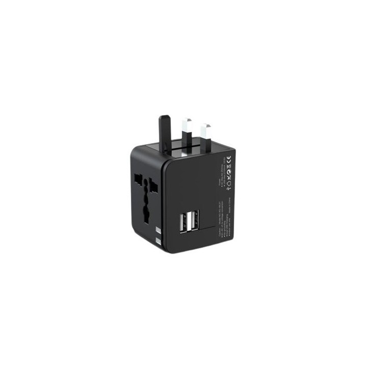 ADAPTADOR UNIVERSAL DE VIAJE 2XUSB 2.1A XO
