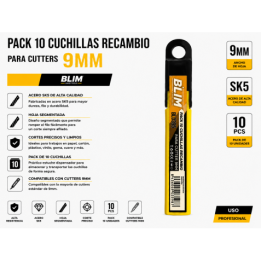 PACK 10 CUCHILLAS RECAMBIO PARA CUTTERS 9MM BLIM