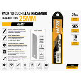 PACK 10 CUCHILLAS RECAMBIO PARA CUTTERS 25 MM BLIM