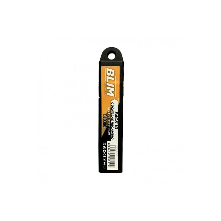 PACK 10 CUCHILLAS RECAMBIO PARA CUTTERS 18 MM BLIM