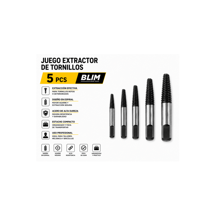 JUEGO EXTRACTOR DE TORNILLOS 5 PCS BLIM