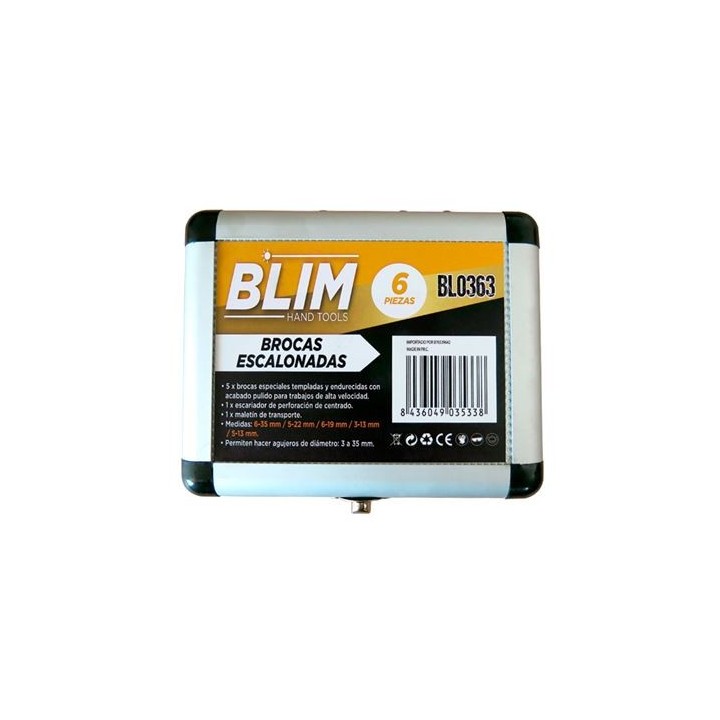JUEGO 6 PCS BROCAS ESCALONADAS BLIM