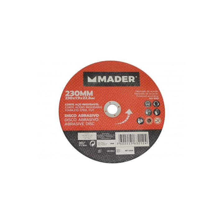 DISCO ABRASIVO INOX CORTE 230 MM MADER