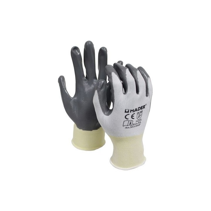 GUANTES DE PROTECCION POLIESTER + NITRILO XL MADER