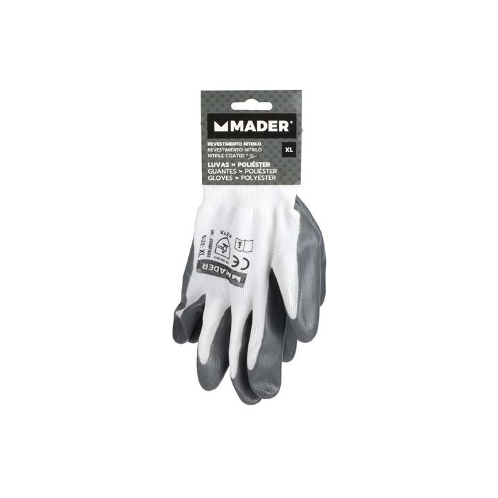 GUANTES DE PROTECCION POLIESTER + NITRILO XL MADER