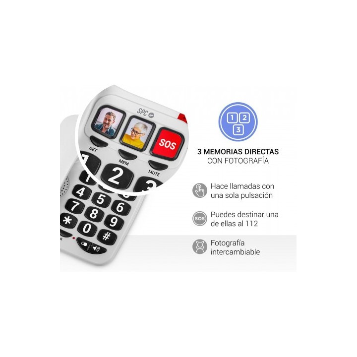 TELEFONO FIJO TECLAS XXL 3295B BLANCO SPC