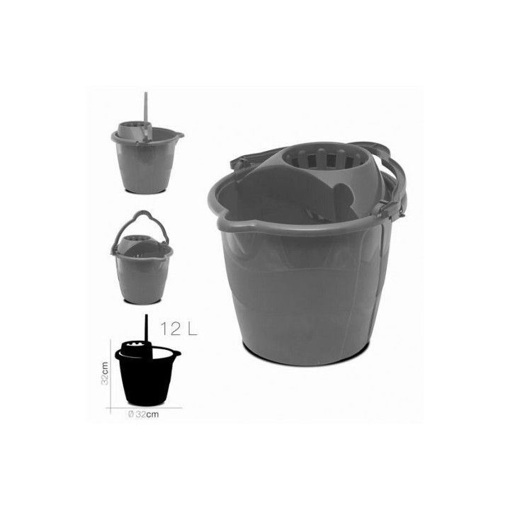 CUBO REDONDO 12 LITROS GRIS CON ESCURRIDOR