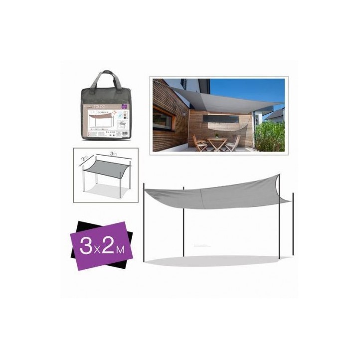 TOLDO RECTANGULAR 2X3 METROS GRIS + BOLSA