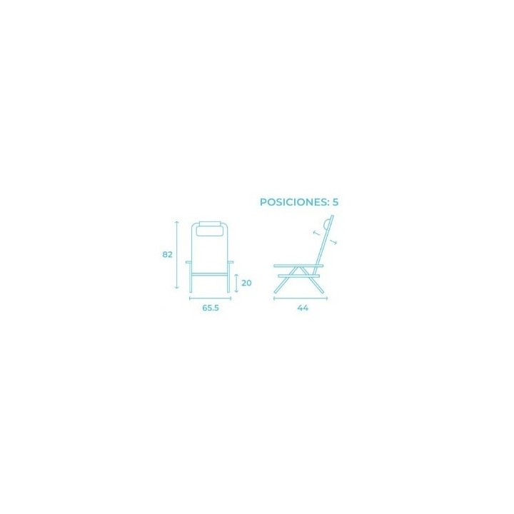 SILLA PLEGABLE 5 POSICIONES ALUMINIO 65.5X44X82CM CON COJÍN Y ASA