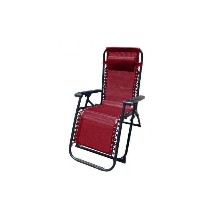 TUMBONA PLEGABLE BURDEOS DE ACERO CON COJIN CERVICAL