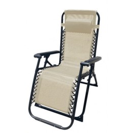 TUMBONA PLEGABLE BEIGE DE ACERO CON COJIN CERVICAL