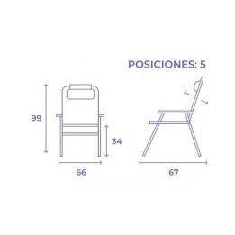 SILLA PLEGABLE 5 POSICIONES ALUMINIO 67X66X99CM CON COJÍN Y ASA