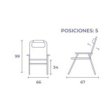 SILLA PLEGABLE 5 POSICIONES ALUMINIO 67X66X99CM CON COJÍN Y ASA
