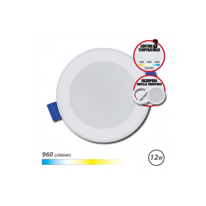 DOWNLIGHT CIRCULAR 12W | 960LM SELECTOR 3 TEMPERATURAS + SOBREPARED ELBAT