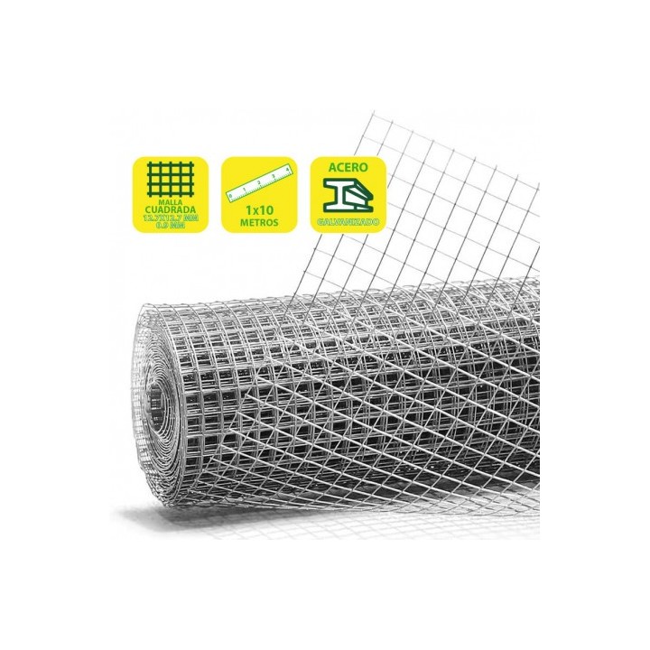 TELA METÁLICA GALVANIZADA 12.7X12.7X0.9MM 1X10 METROS SUNGARDEN
