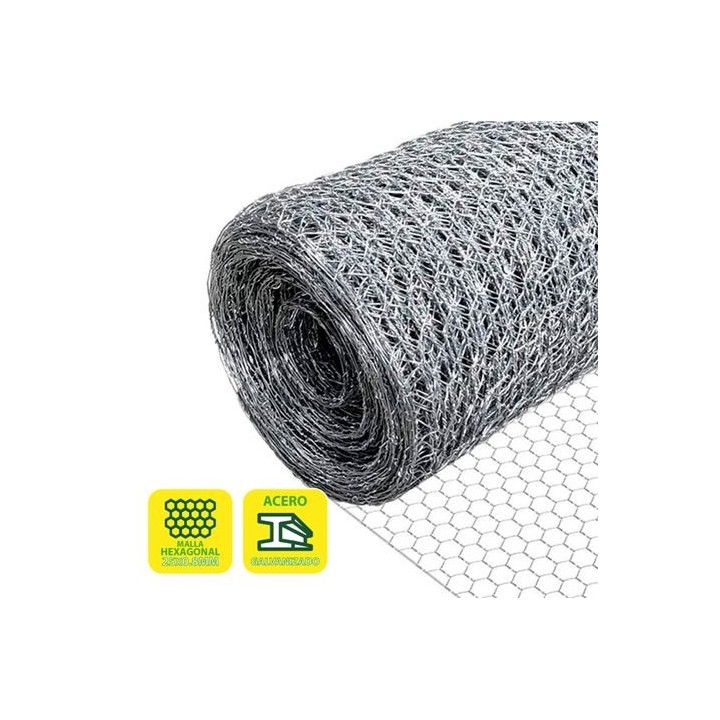 MALLA GALLINERO HEXAGONAL 25X0.8MM 1X50 METROS SUNGARDEN