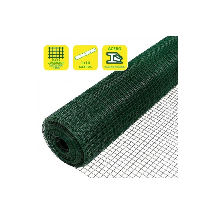 TELA METÁLICA PLASTIFICADA 25X25X2MM 1X10 METROS SUNGARDEN