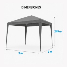 CARPA ACERO RAFIA 3X3 METROS GRIS DESMONTABLE SUNGARDEN