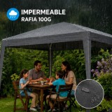 CARPA ACERO RAFIA 3X3 METROS GRIS DESMONTABLE SUNGARDEN