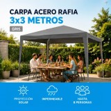 CARPA ACERO RAFIA 3X3 METROS GRIS DESMONTABLE SUNGARDEN
