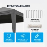 CARPA ACERO RAFIA 3X3 METROS GRIS DESMONTABLE SUNGARDEN