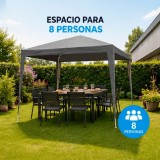 CARPA ACERO RAFIA 3X3 METROS GRIS DESMONTABLE SUNGARDEN