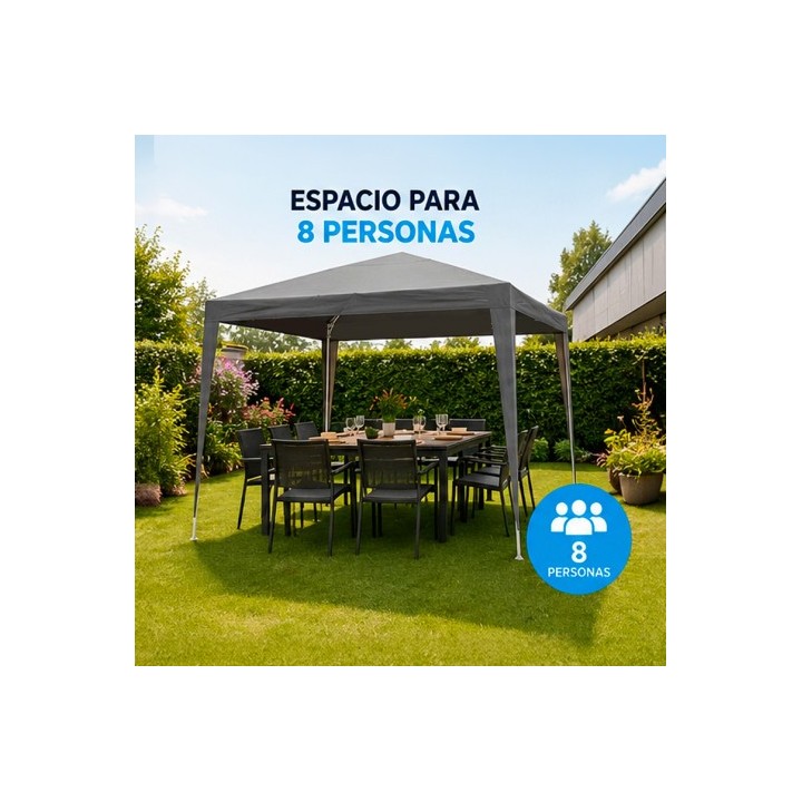 CARPA ACERO RAFIA 3X3 METROS GRIS DESMONTABLE SUNGARDEN