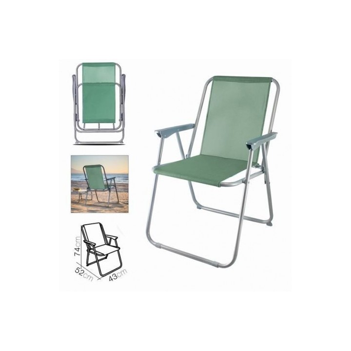 SILLA DE PLAYA PLEGABLE 52X43X74 VERDE CAQUI