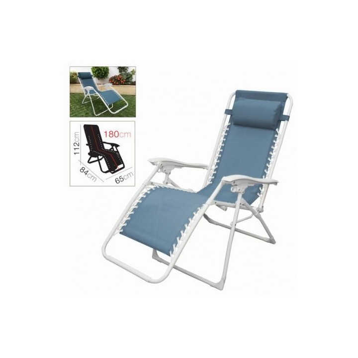 TUMBONA RECLINABLE CON ALMOHADA AZUL PETROLEO