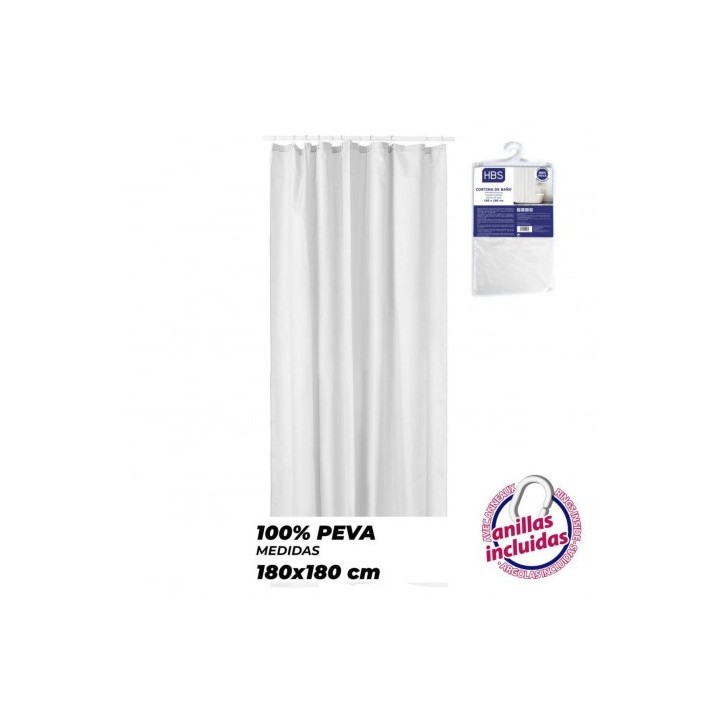 CORTINA DE BAÑO 180X180 BLANCA HBS