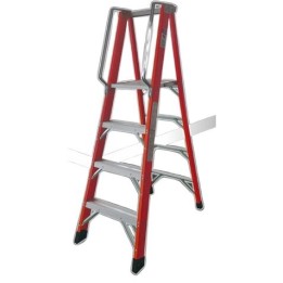 ESCALERA ELECTRICISTA FIBRA DE VIDRIO + ALUMINIO 6 PELDAÑOS MADER