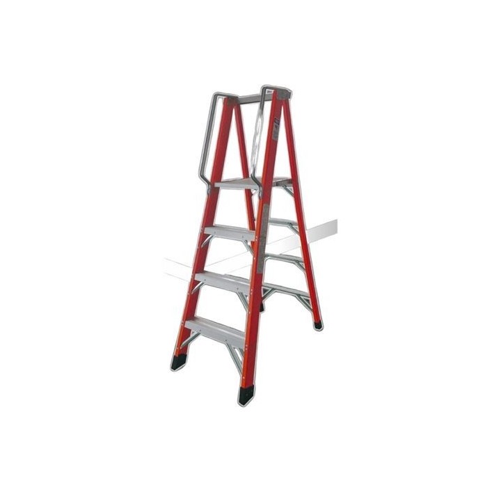 ESCALERA ELECTRICISTA FIBRA DE VIDRIO + ALUMINIO 6 PELDAÑOS MADER