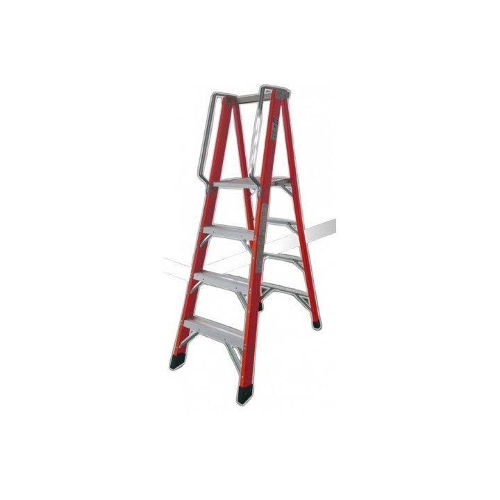 ESCALERA ELECTRICISTA FIBRA DE VIDRIO + ALUMINIO 5 PELDAÑOS MADER