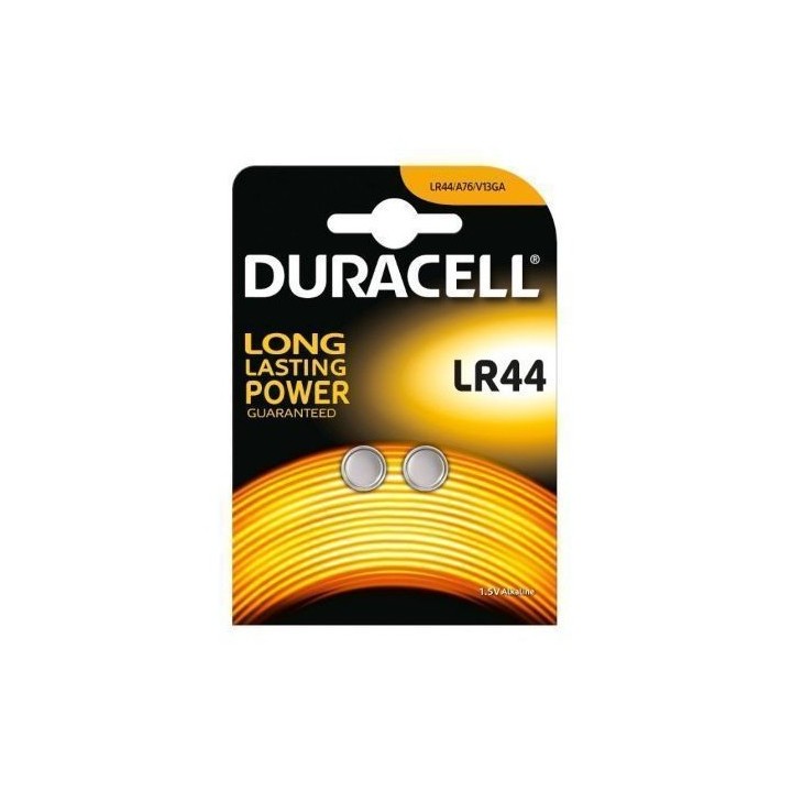 PACK 2 PILAS DE BOTON DURACELL LR44 1.5V ALCALINA