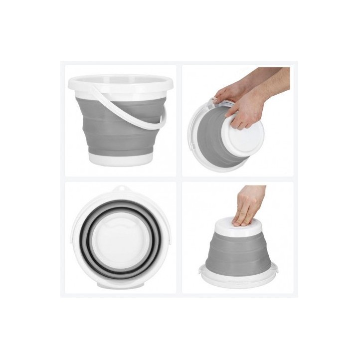 CUBO 5 LITROS PLEGABLE CON ASA GRIS