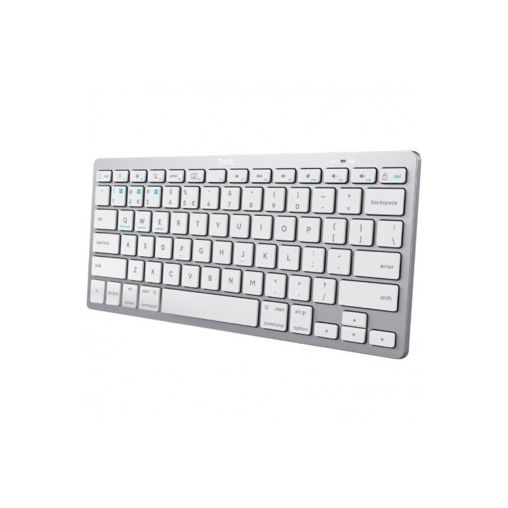 TECLADO COMPACTO INALAMBRICO BLUETOOTH PLATA TRUST