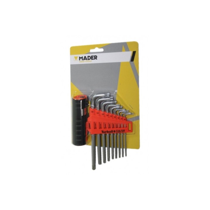JUEGO LLAVES TORX CON ORIFICIO 9 PCS Y ADAPTADOR MADER