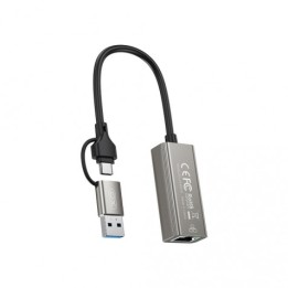 ADAPTADOR DE RJ45 A USB-A Y USB-C HUB018 XO