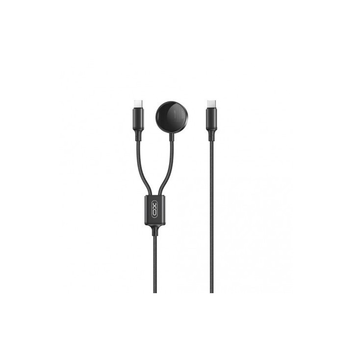 CABLE 2 EN 1 60W TIPO C + CABLE CARGA MAGNETICA APPLE WATCH NEGRO XO