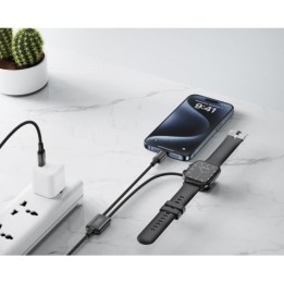 CABLE 2 EN 1 60W TIPO C + CABLE CARGA MAGNETICA APPLE WATCH NEGRO XO