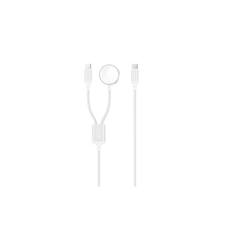 CABLE 2 EN 1 60W TIPO C + CABLE CARGA MAGNETICA APPLE WATCH BLANCO XO