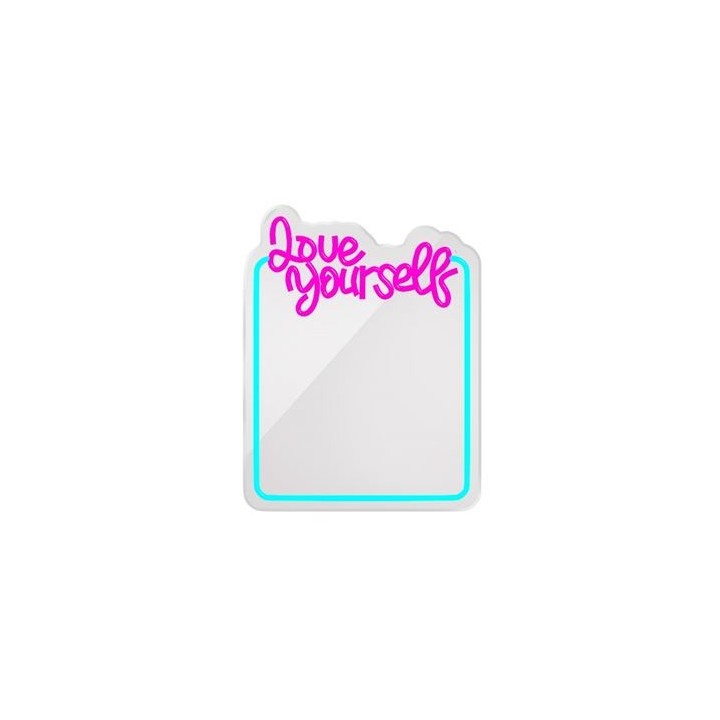 ESPEJO DECORATIVO CON NEON LED LOVE YOURSELF FOREVER