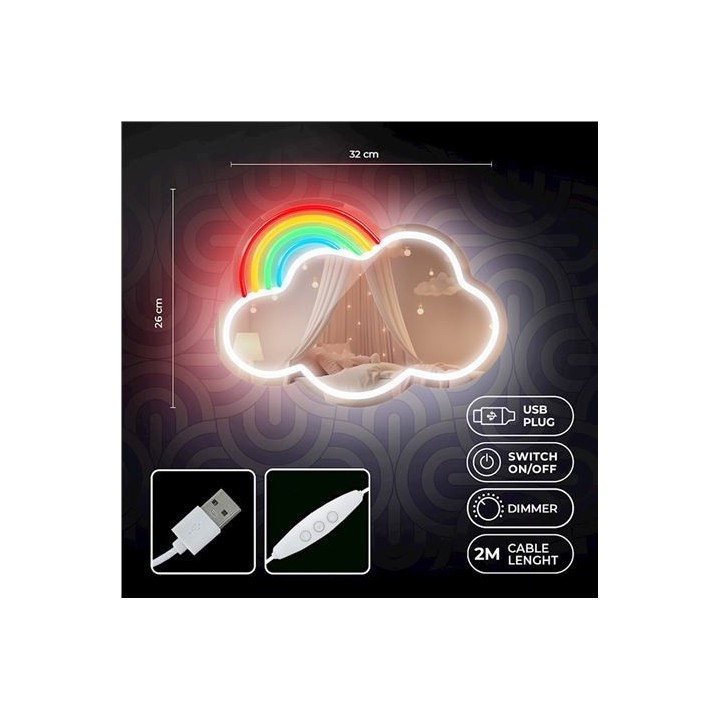 ESPEJO DECORATIVO CON NEON LED CLOUD MULTICOLOR FOREVER