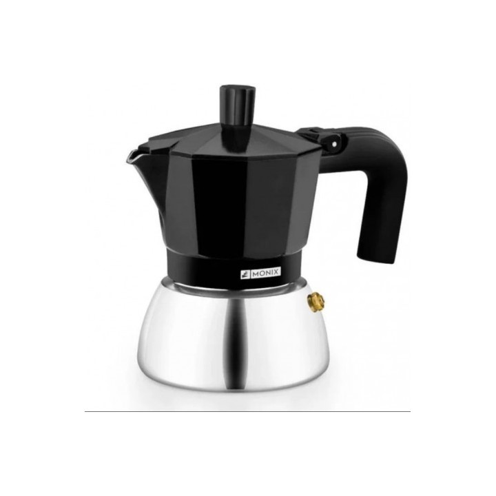 CAFETERA ITALIANA 9 TAZAS INDUCCION INOX NEGRA MONIX