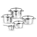 BATERIA DE COCINA 5 PIEZAS ACERO INOX OPTIMA TAPAS ACERO MONIX