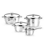 BATERIA DE COCINA 4 PIEZAS ACERO INOX OPTIMA TAPAS ACERO MONIX