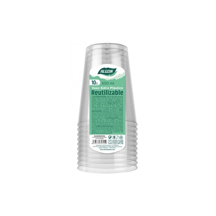 SET 15 VASOS REUTILIZABLES PLASTICO 500ML ALGON