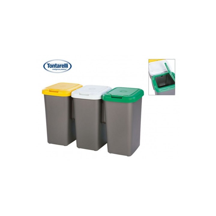 SET 3 PAPELERAS DE RECICLAJE DE 25LITROS TONTARELLI
