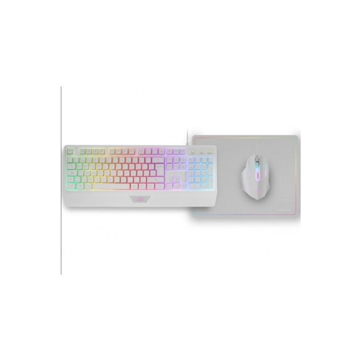 PACK GAMING TECLADO H-MEC | RATON | ALFOMBRILLA RGB BLANCO MCP124 MARS GAMI