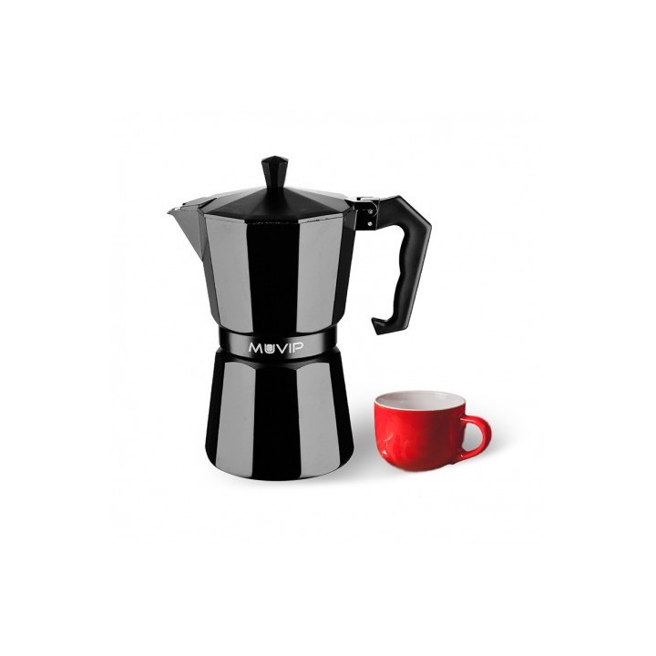 CAFETERA 1 TAZA ALUMINIO NEGRO MATE ANTIADHERENTE MUVIP